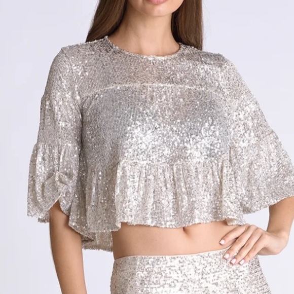 Gorgeous Vicky sequin crop top - Picture 1 of 3